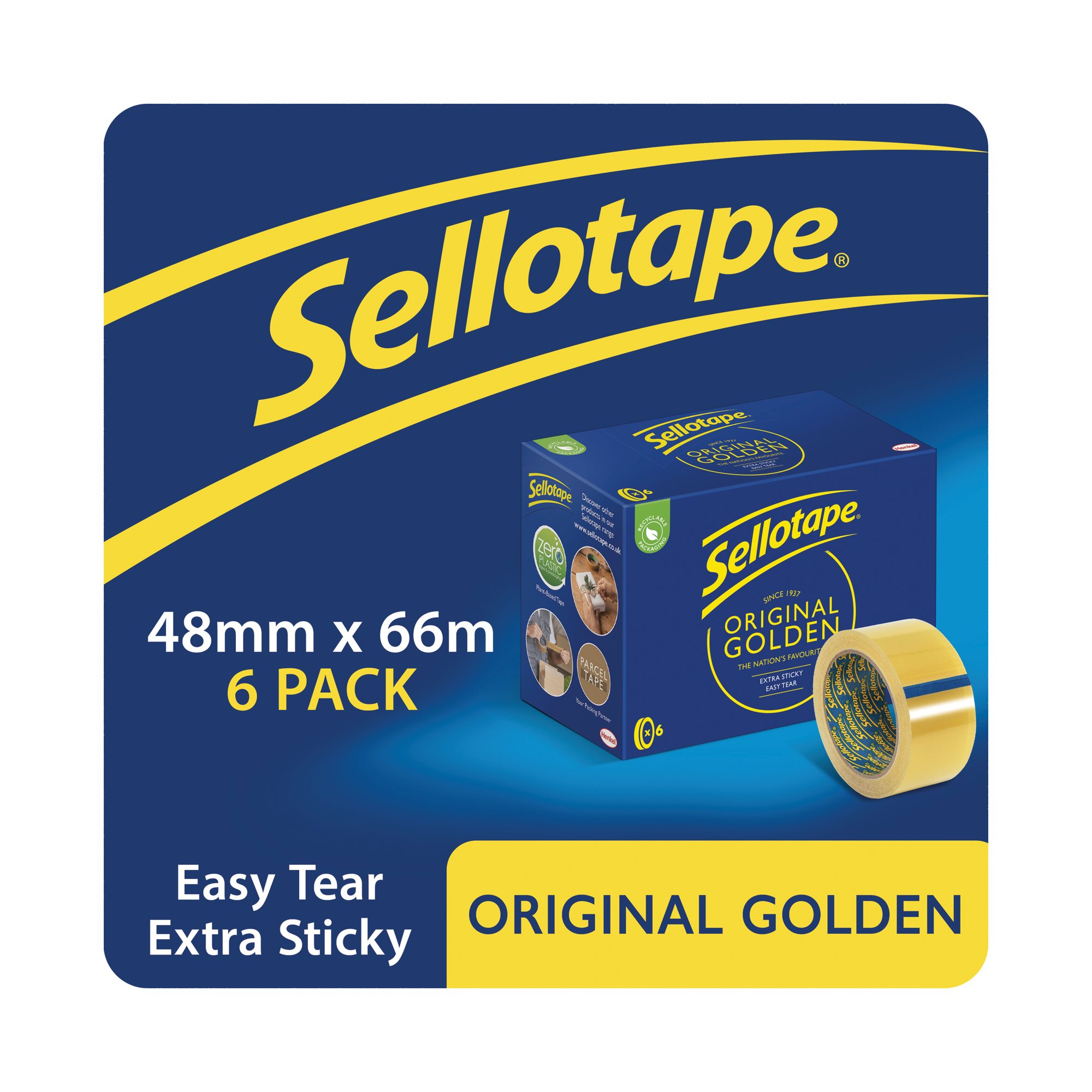 Sellotape Original Golden Tape 48mmx66m Pack of 6 1443304