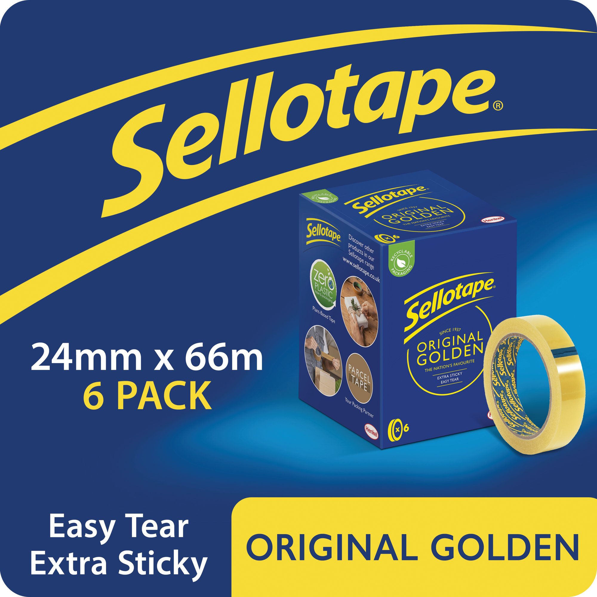 Sellotape Original Golden Tape 24mmx66m (Pack of 6) 1443306