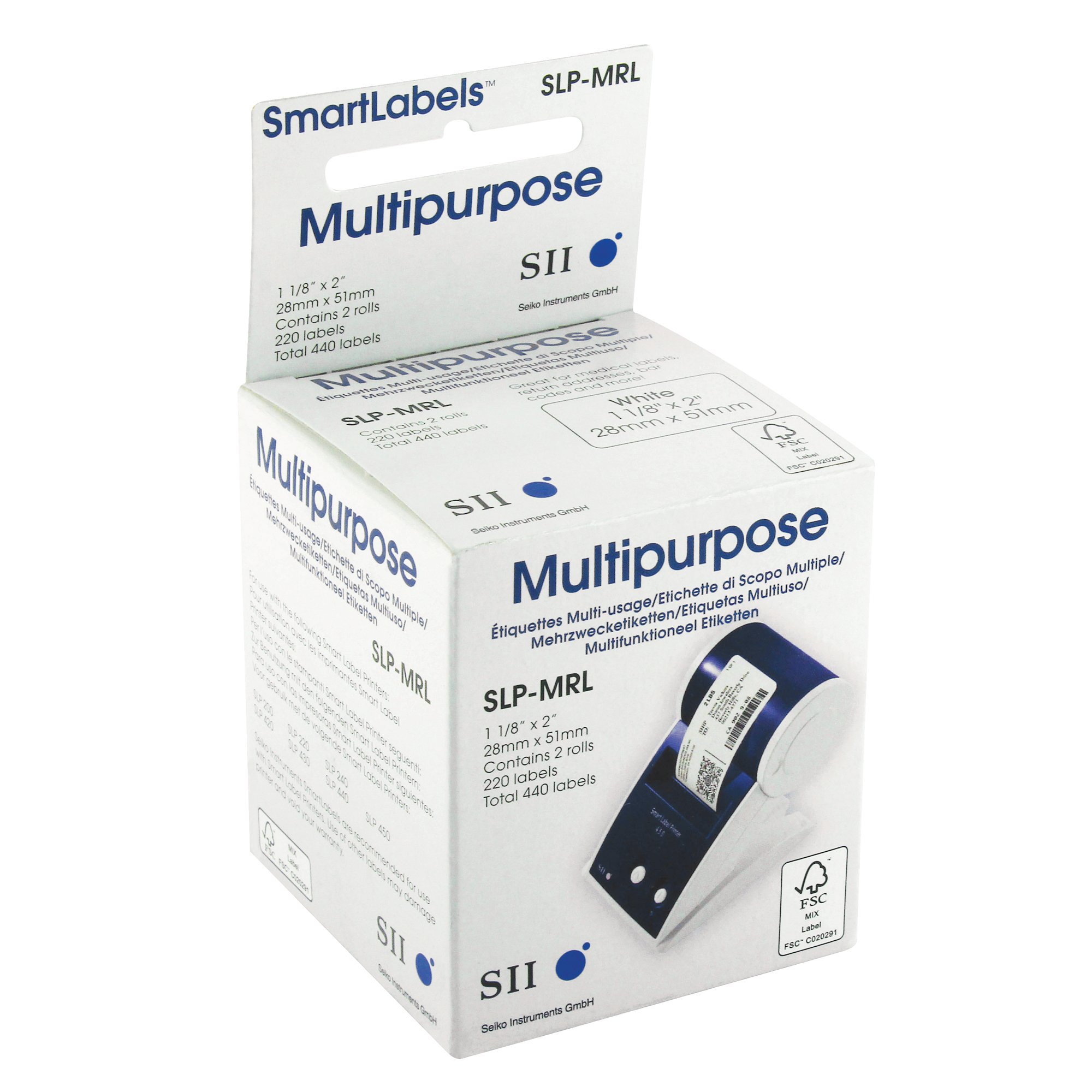 Seiko Mpps Label x220 x2 Rolls 28x51mm White Pack of 440 SLP-MRL