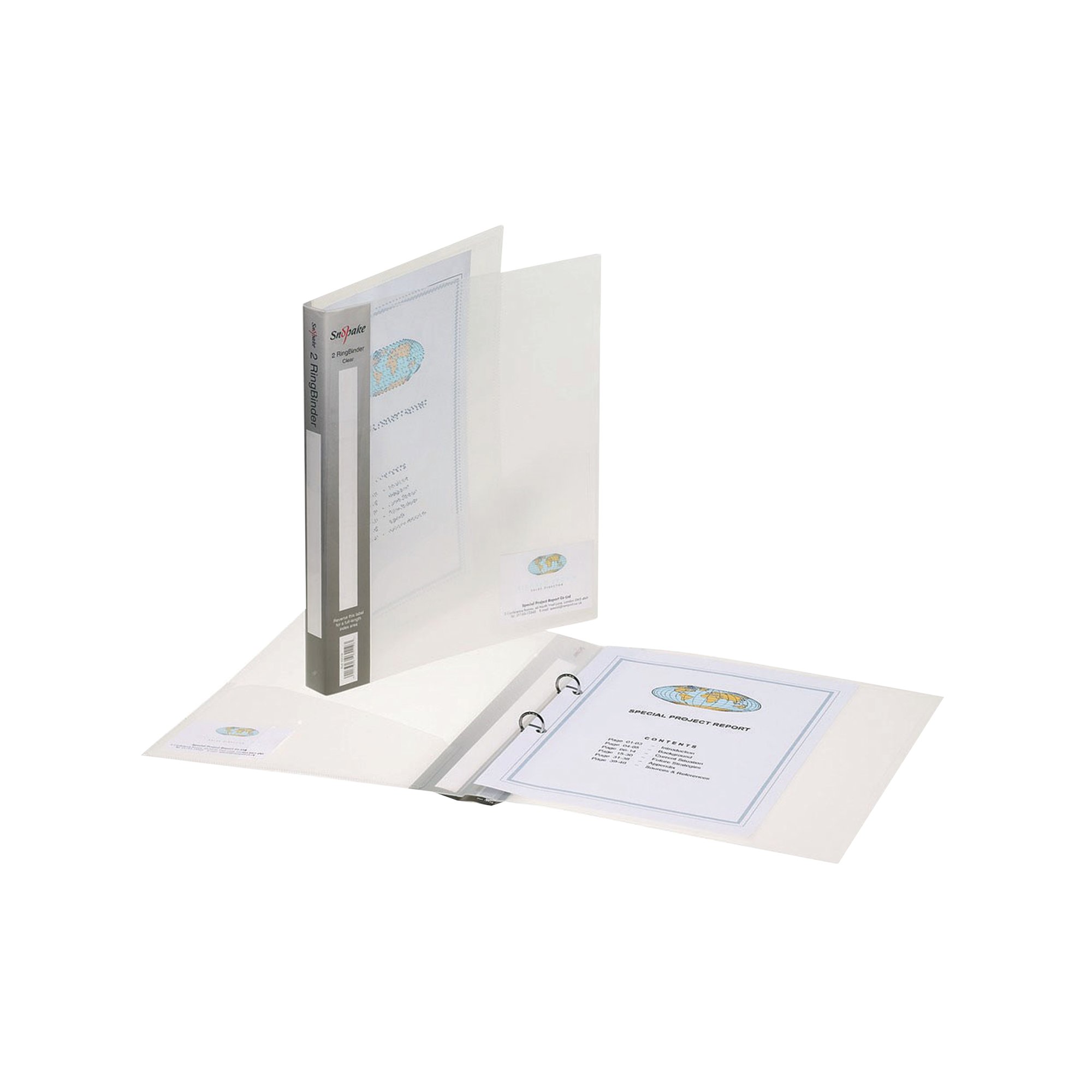 Snopake 2 Ring Binder 25mm A4 Clear (Pack of 10) 10183