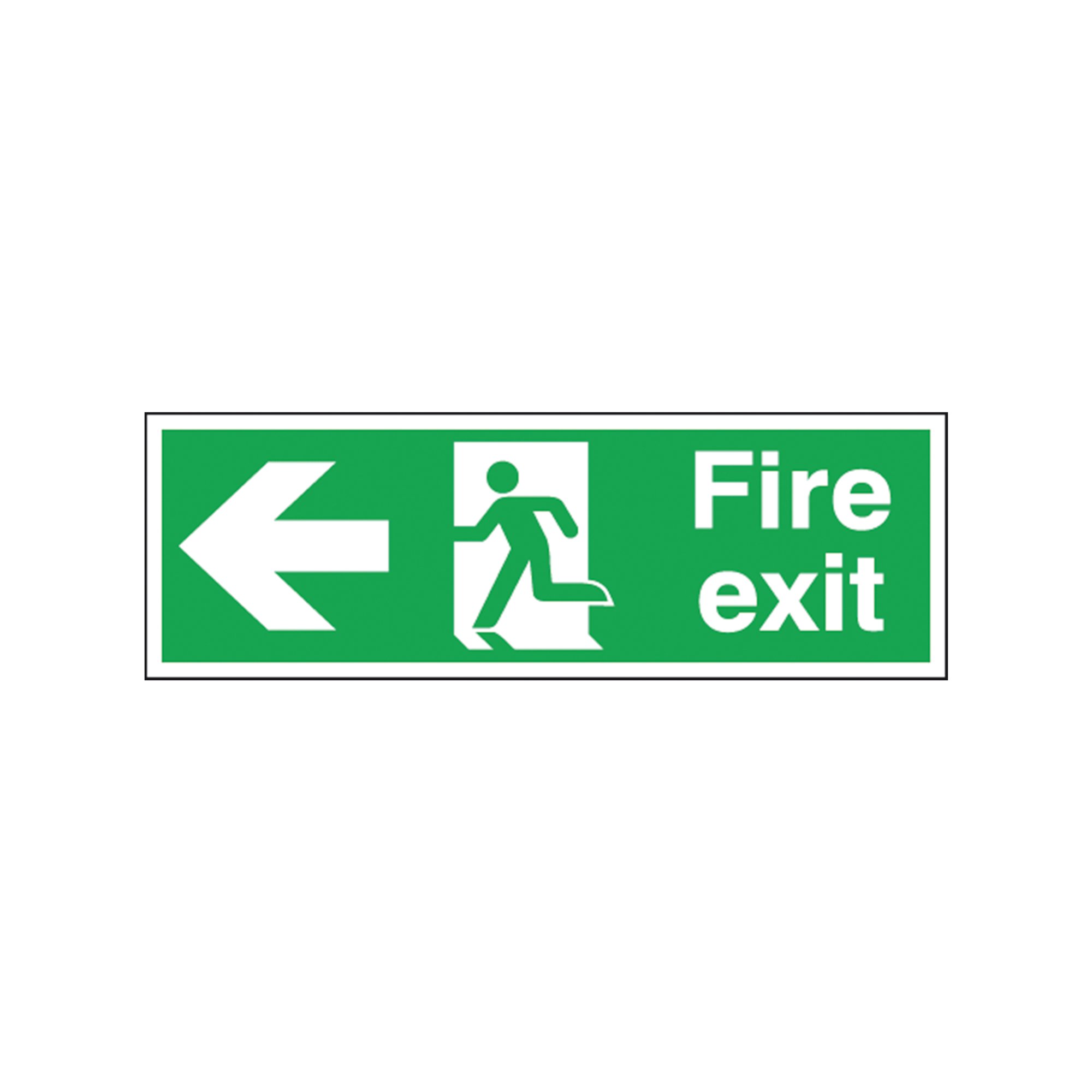 Safety Sign Fire Exit Running Man Arrow Left 150x450mm Save E97A/S