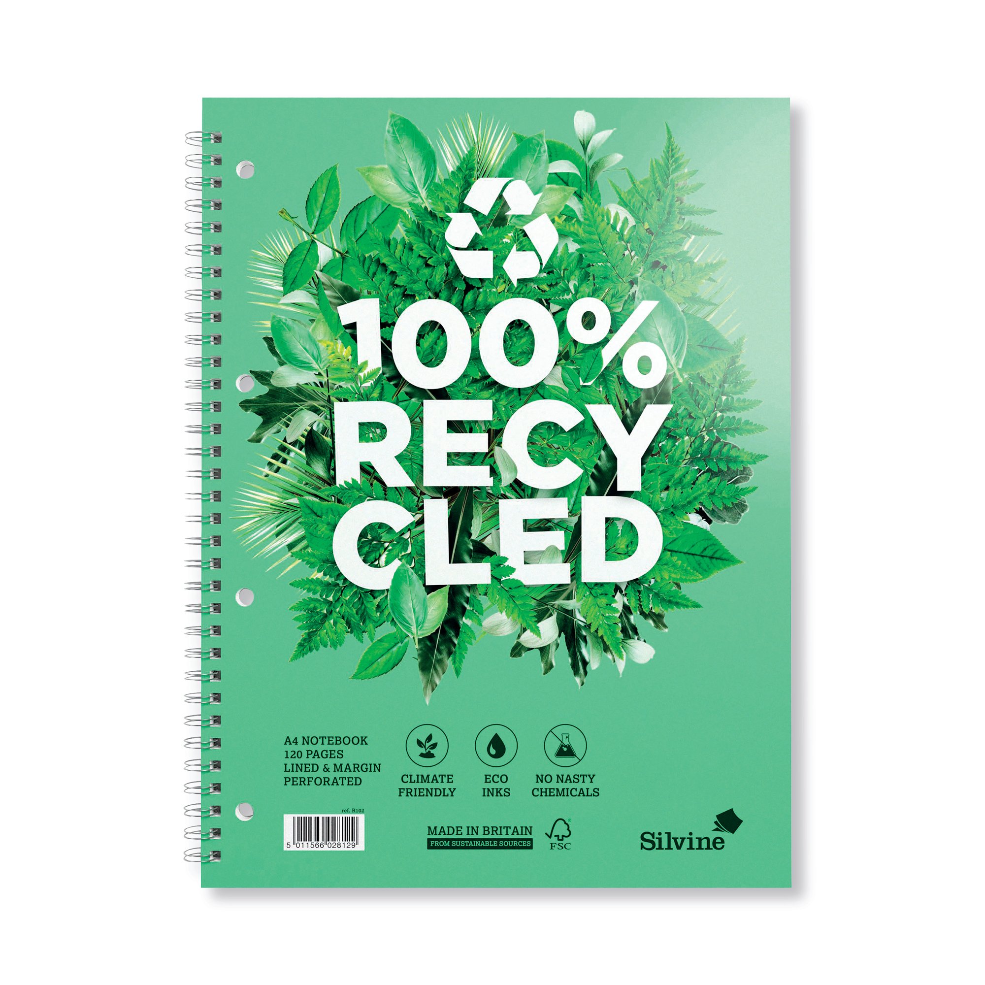 Silvine Premium Recycled Wirebound Notebook A4 (Pack of 5) R102