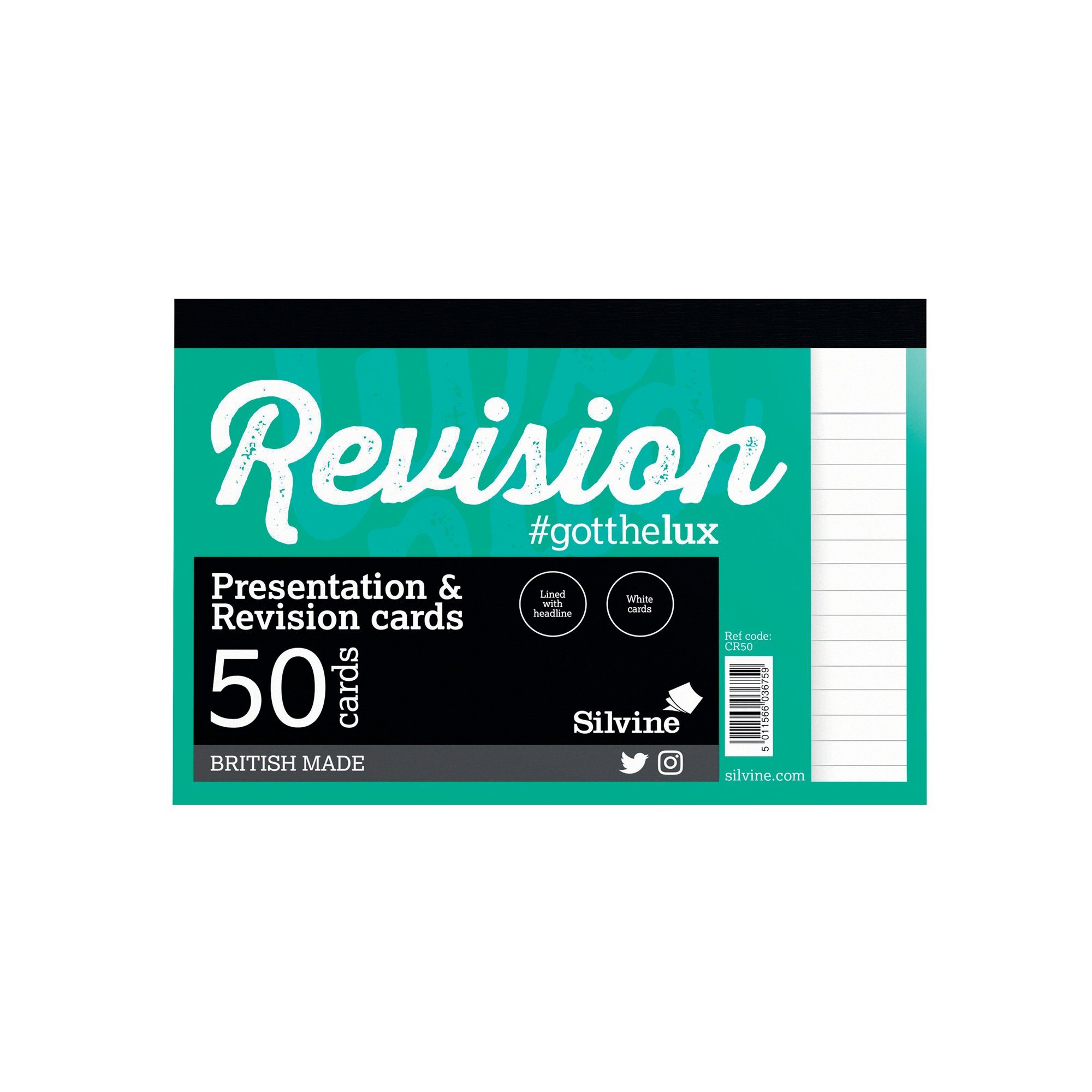 Silvine 50 Revision Notecard Pad Lined White (Pack of 1000) CR50