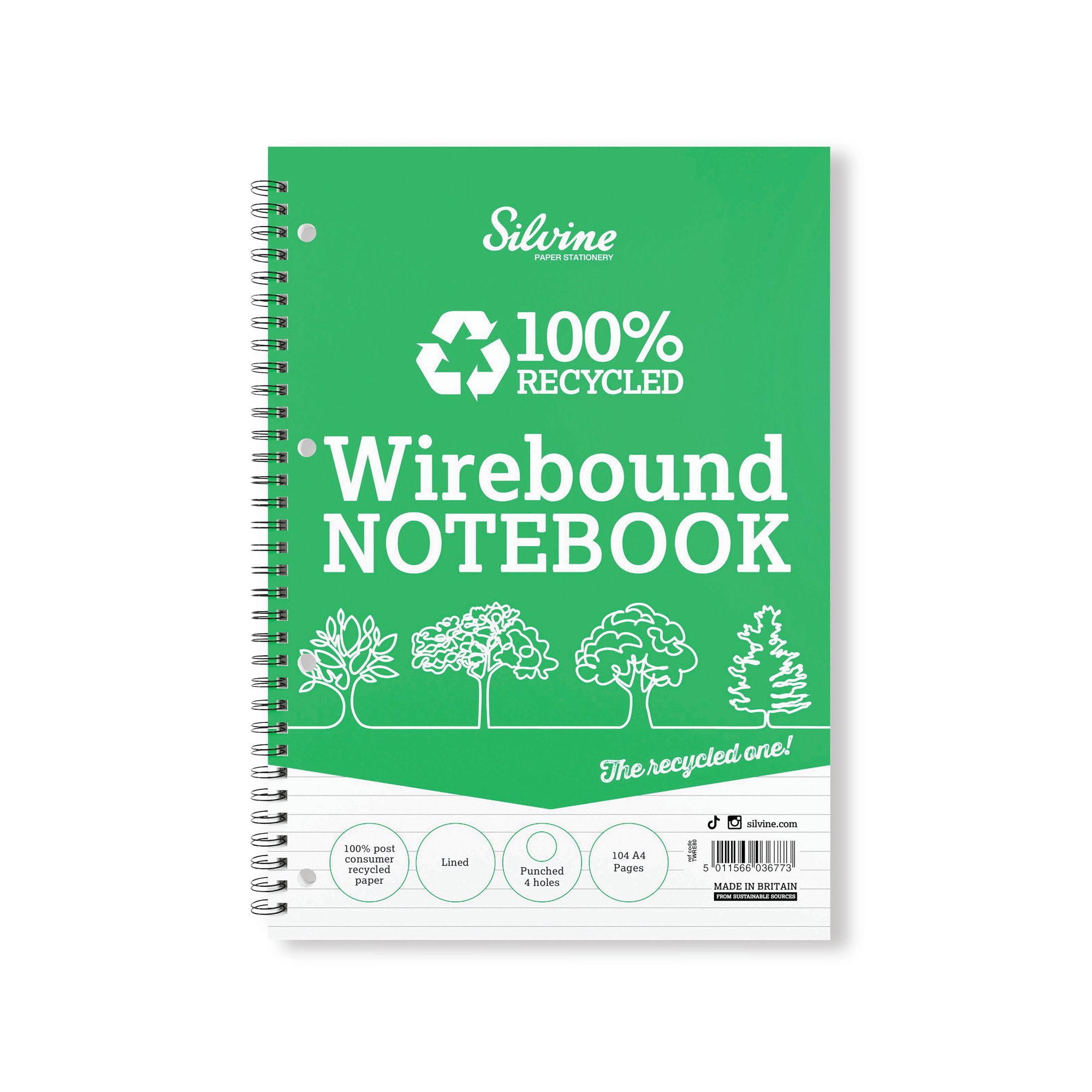 Silvine Everyday Recycled Wirebound Notebook A4 (Pack of 12) TWRE80