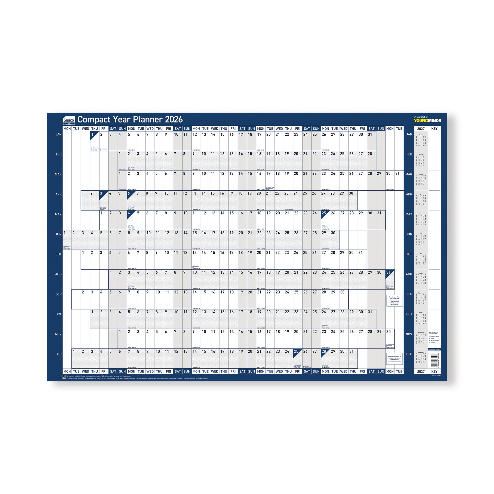 Sasco Year Planner Compact Landscape Unmounted 2026 2410267