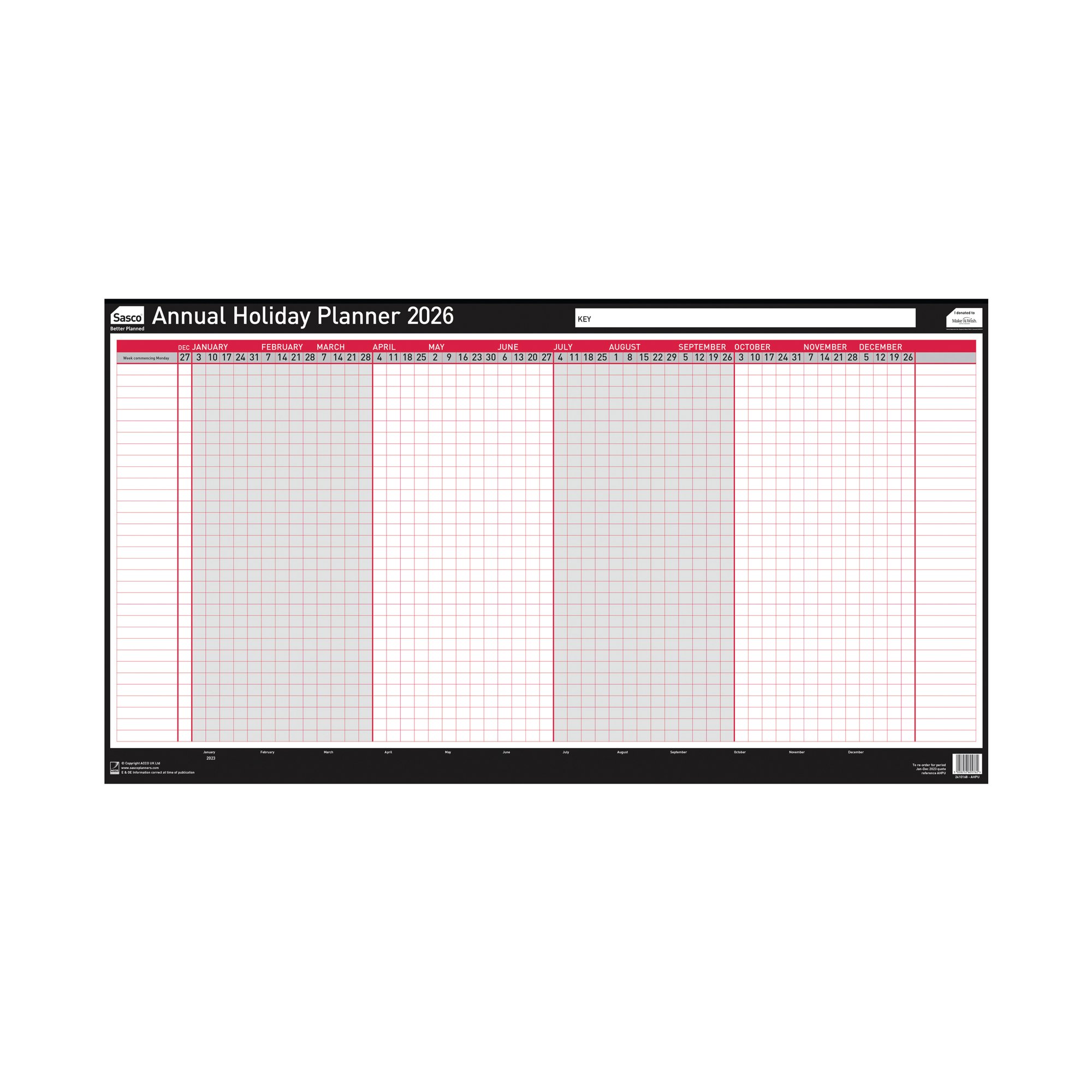 Sasco Annual Holiday Planner Unmounted 2026 2410277