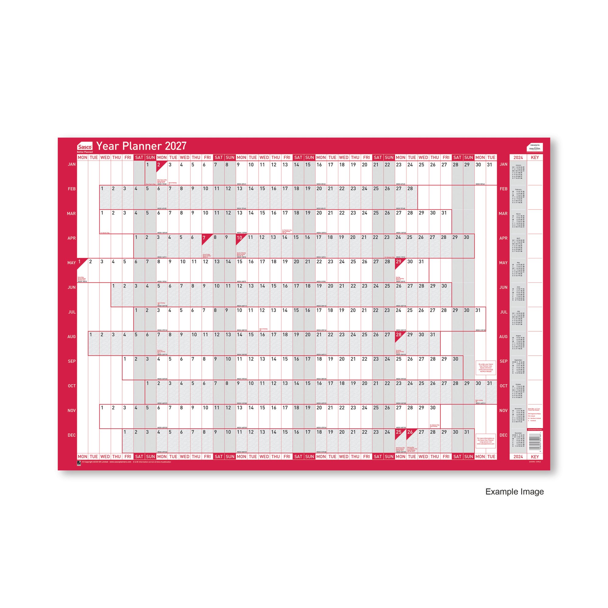 Sasco Year Planner Compact Landscape Unmounted 2027 2410291