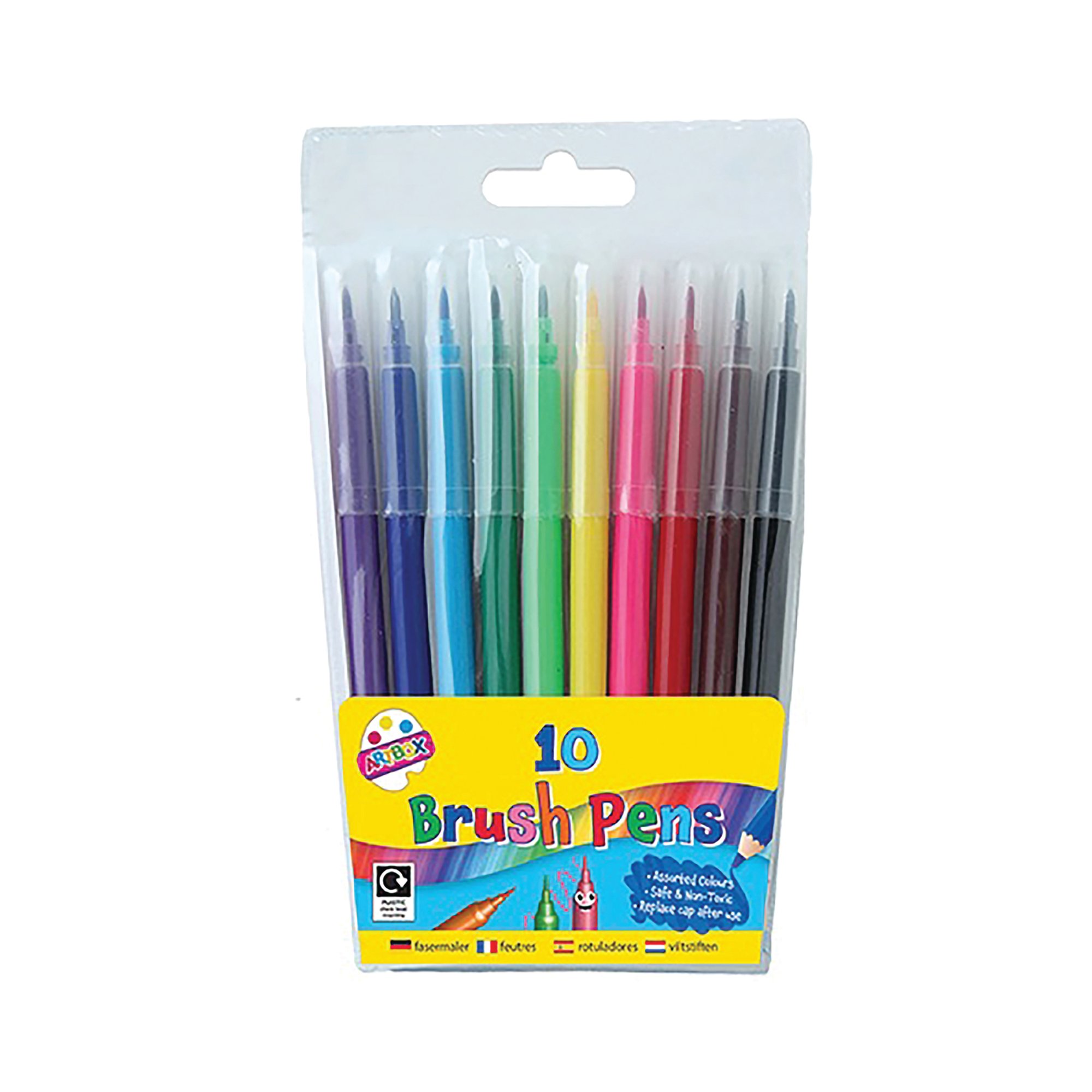 Artbox Quality Brush Fibre Pens Assorted x10 Pack of 12 1093