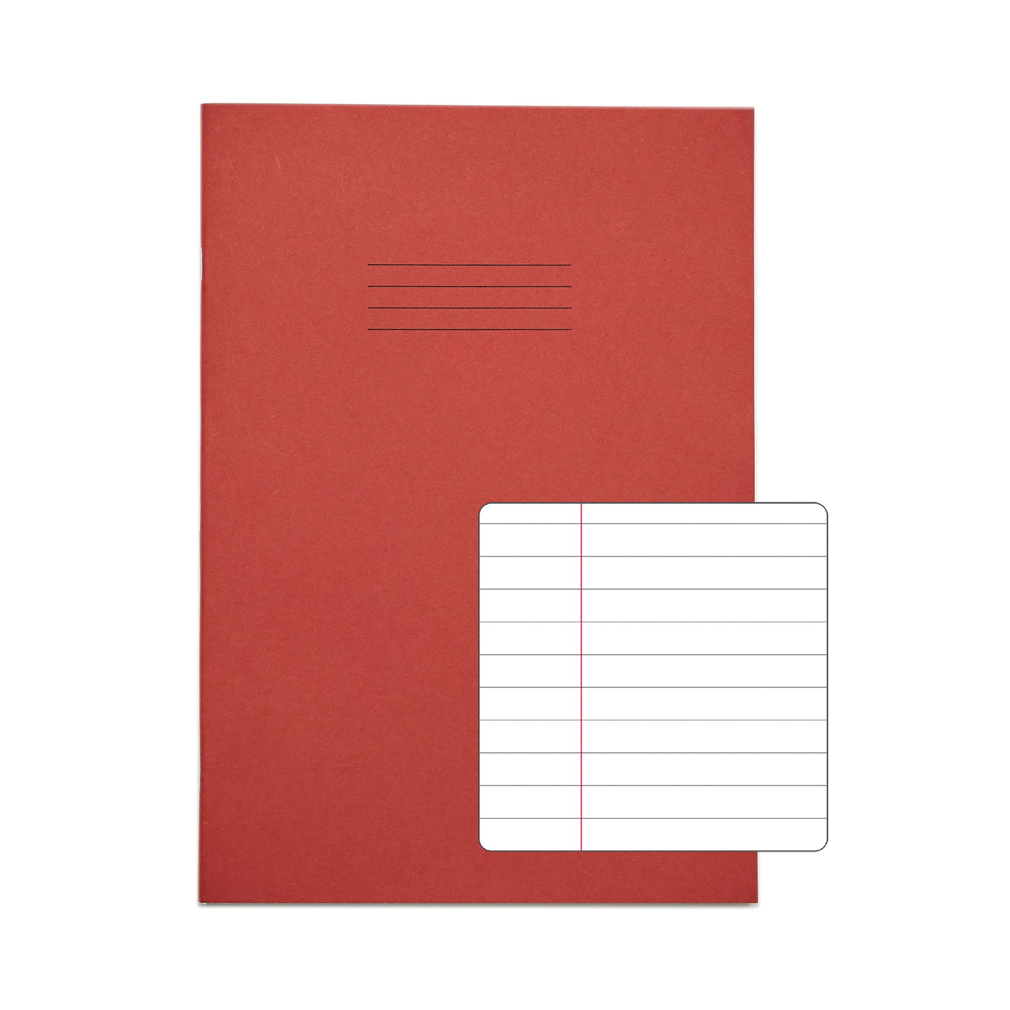 Rhino Exercise Book 80 Page 13x9in 8mm Ruled Red Contract (Pack of 50) VDUV080-200-6