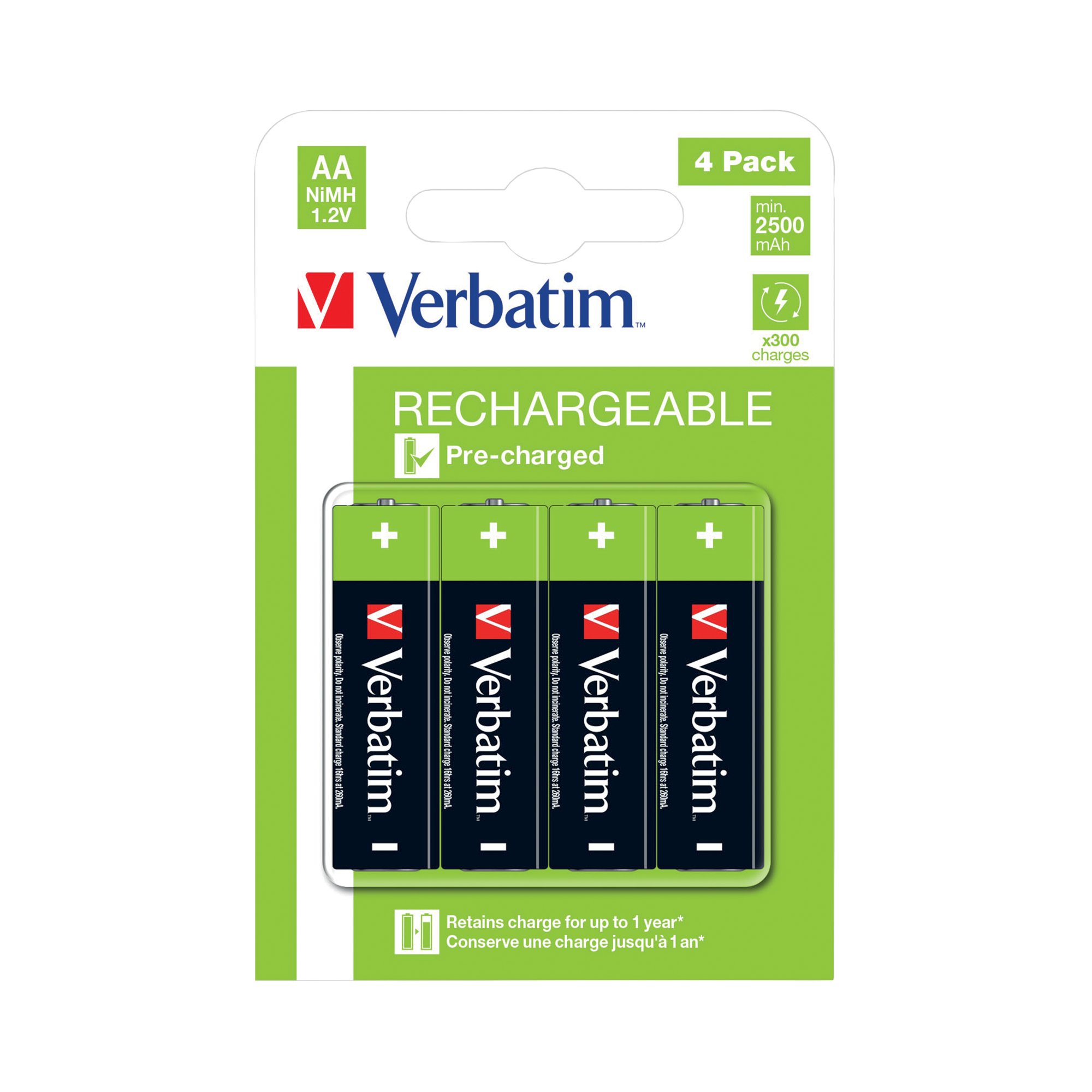 Verbatim AA Rechargeable Batteries (Pack of 4) 49517