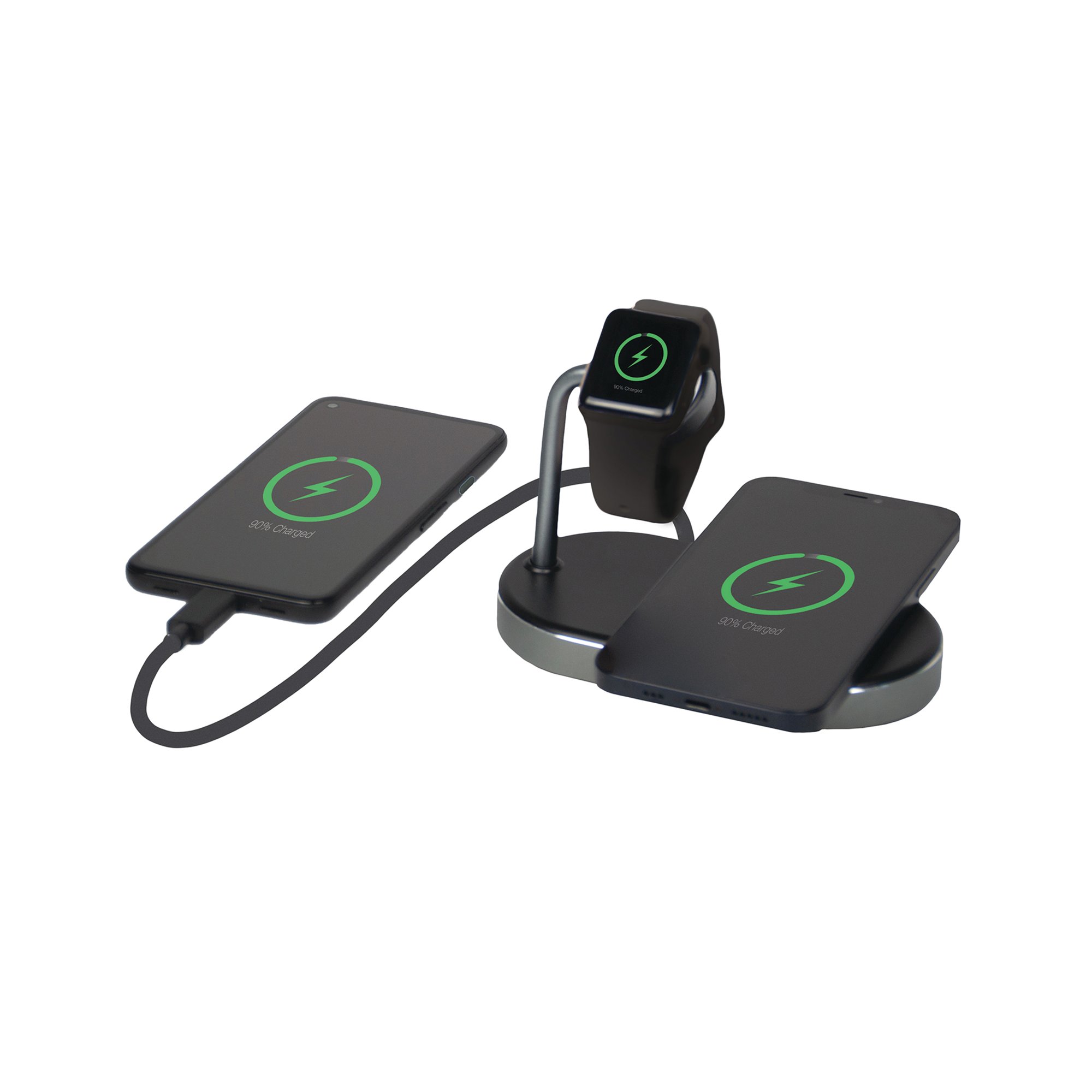 Verbatim WCS-02 Aluminium 3-in-1 Qi MFi Wireless + Apple Watch + QC 3.0 Charging Station 49556