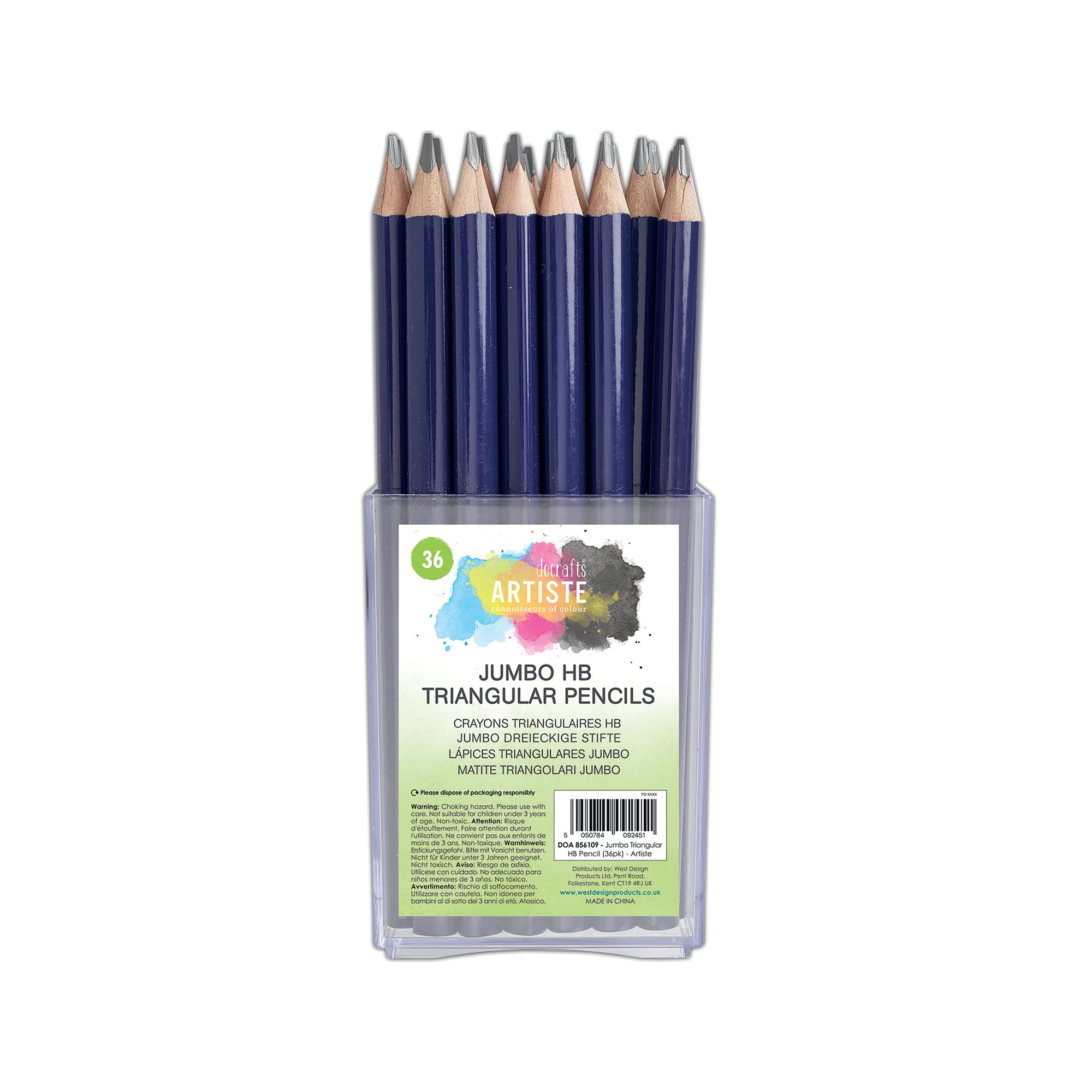 Artiste Jumbo Triangular HB Pencil Tub Charcoal (Pack of 36) DOA 856109