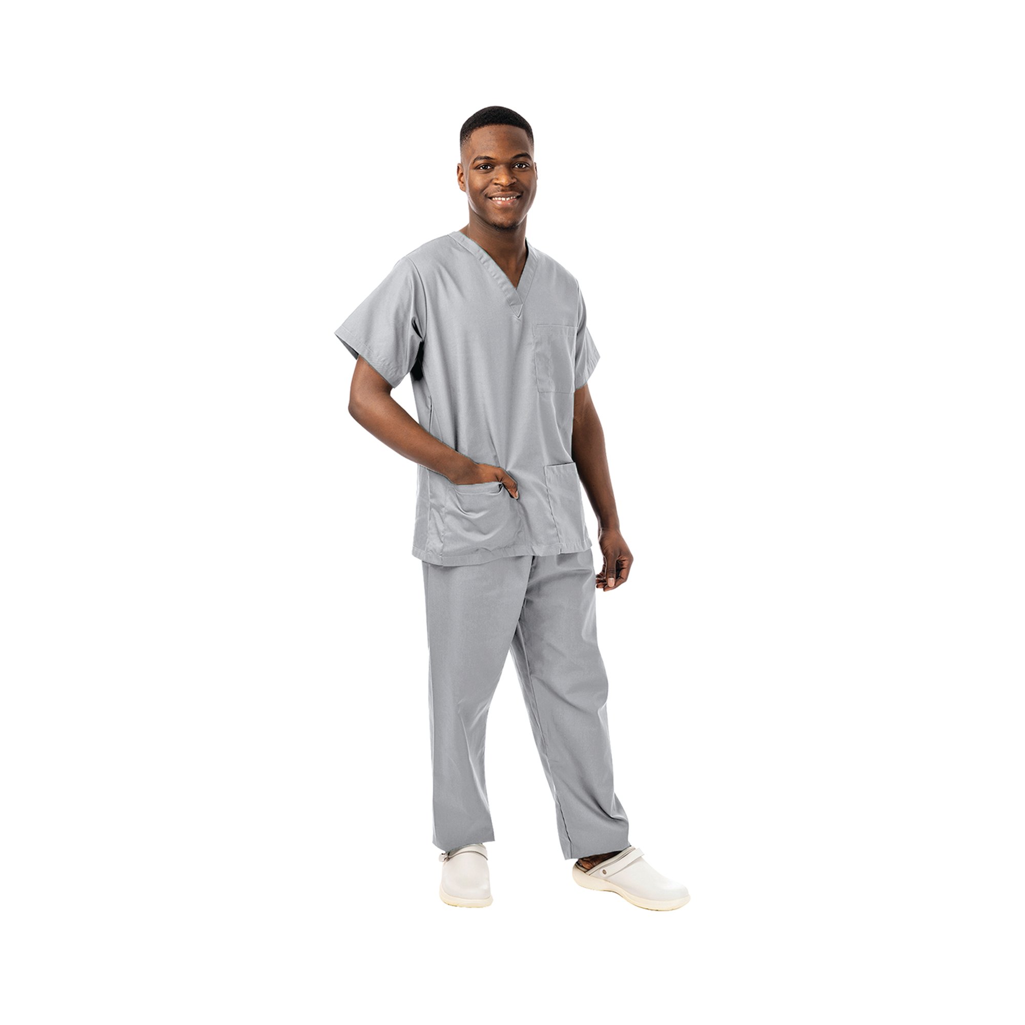 Unisex Lightweight Scrub Top Pale Grey L 334LW/GREY/L