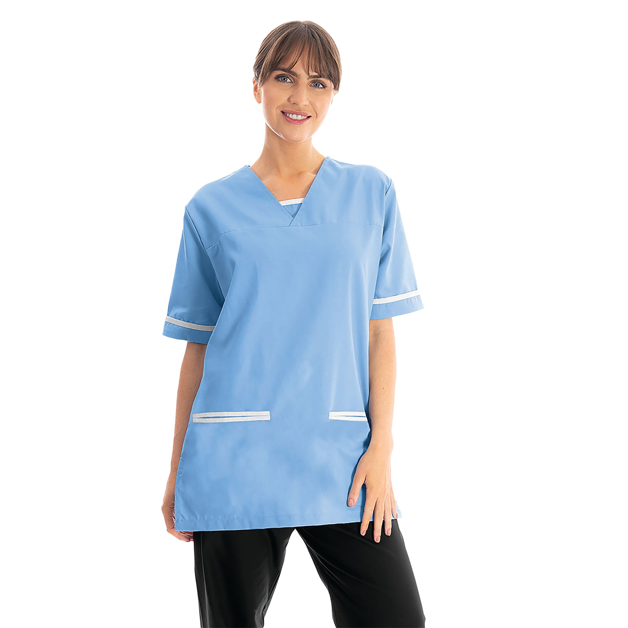 Lwt V-Neck Scrub Top + Trim Hospital Blue/White M 534LWHOSPWHITM