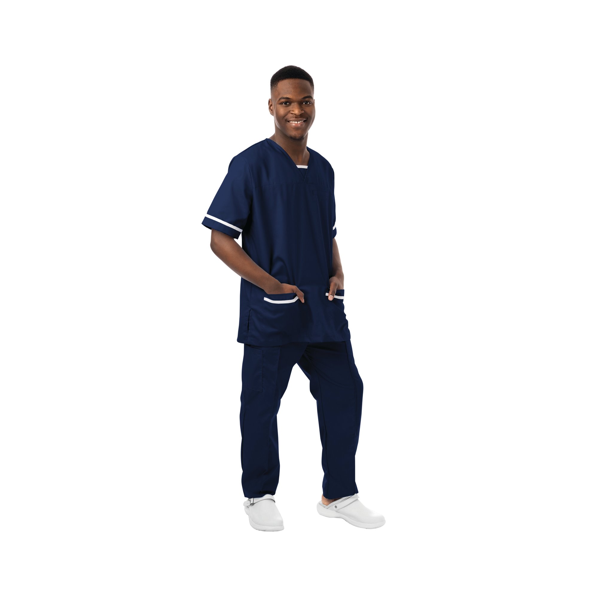 Lwt V-Neck Scrub Top + Trim Navy/White M 534LWN 534LWNAVYWHITM