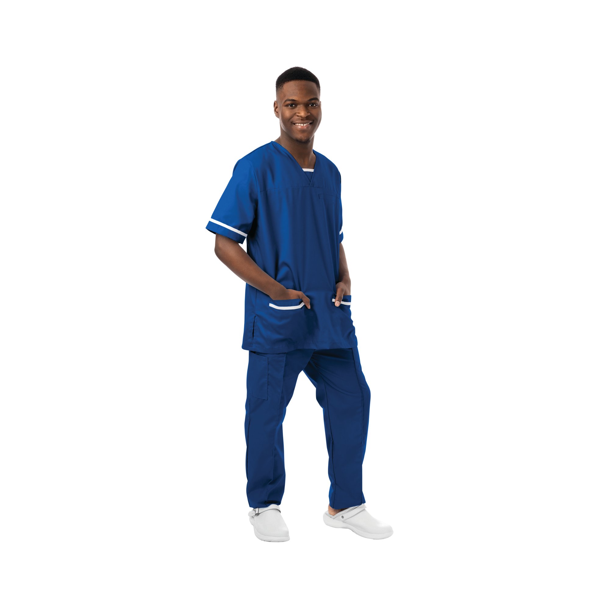 Lwt V-Neck Scrub Top + Trim Royal Blue/White S 534LWROYAWHITS