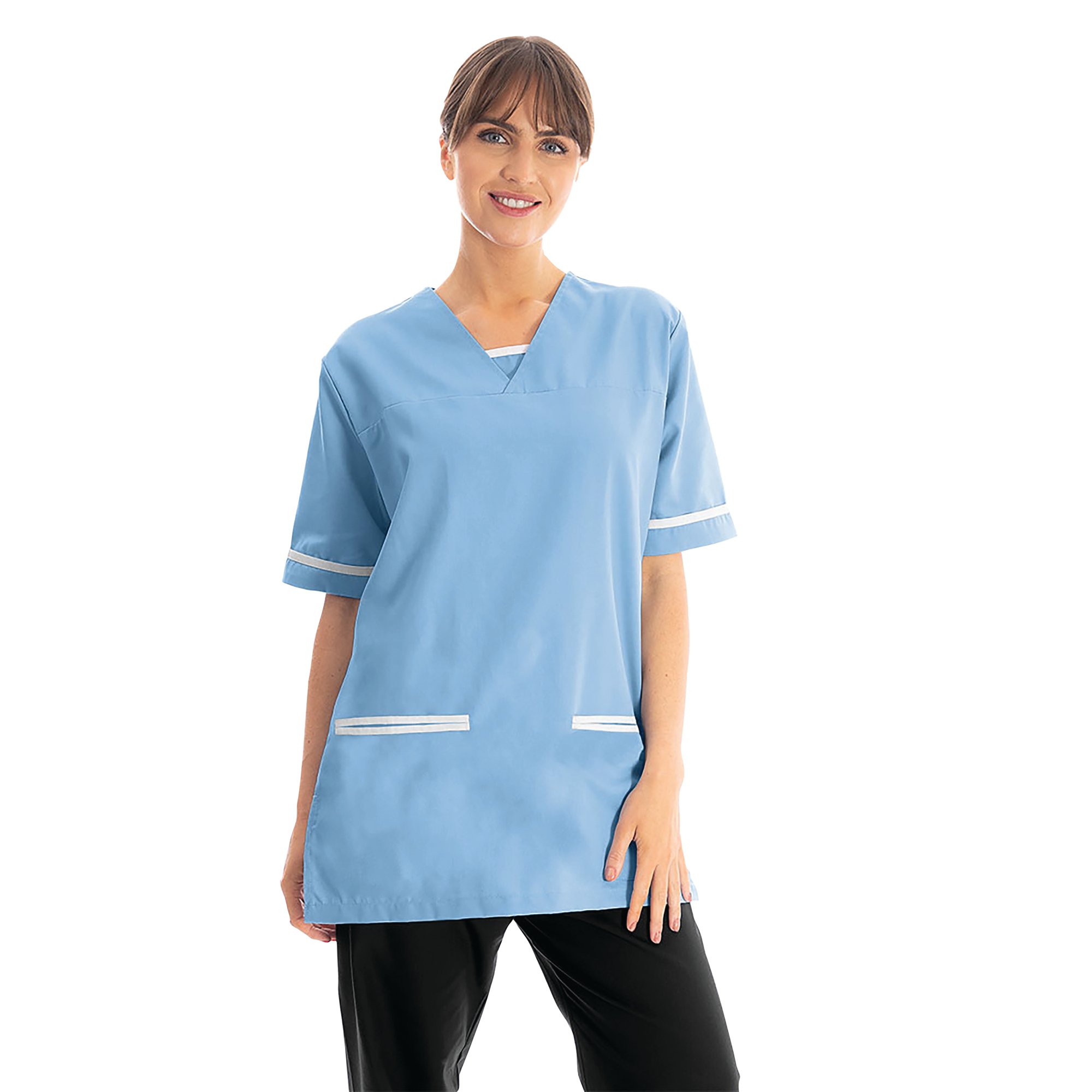 Lwt V-Neck Scrub Top + Trim Ceil/White 2XL 534LWCEILWHIT2XL