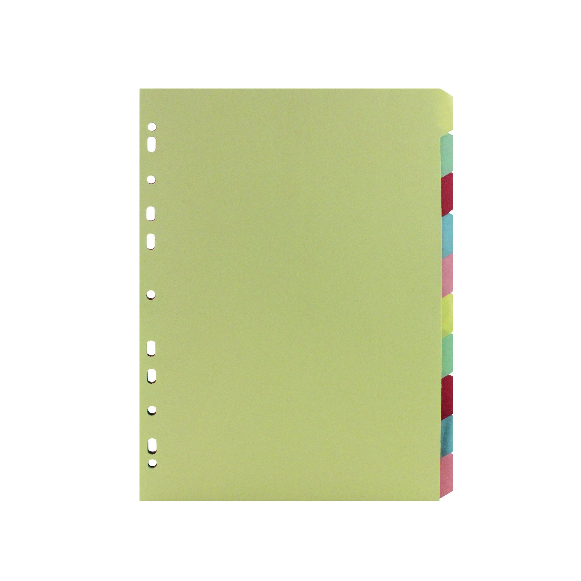 A4 Manilla Divider 110gsm 10-Part Green with Assorted Tabs ST05446