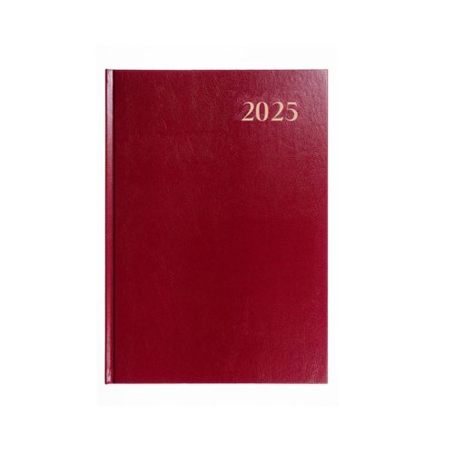 5 Star 2025 A5 Day To Page Diary Red