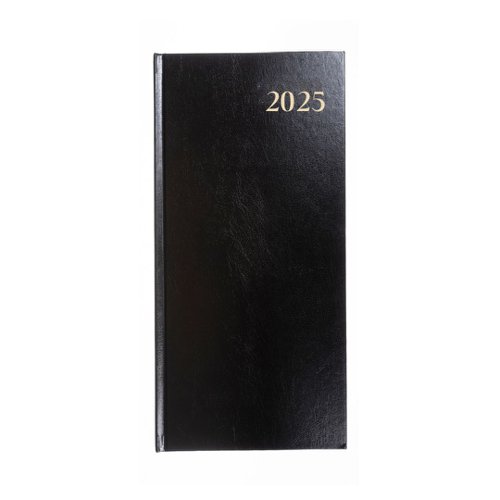 5 Star 2025 Slim Portrait Pocket Diary Two Weeks to View Black