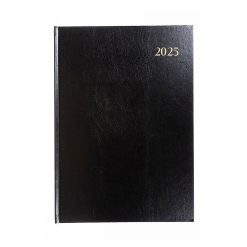 5 Star 2025 A4 2 Pages Per Day Diary Black