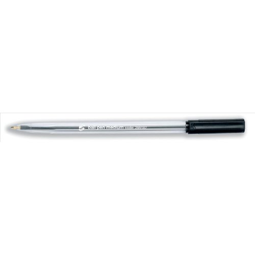 5 Star Office Ball Pen Clear Barrel Medium 1.0mm Tip 0.7mm Line Black (Pack of 50) FS295187