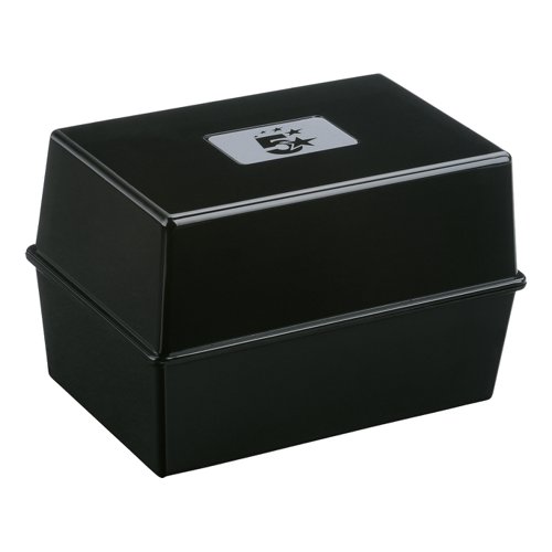 5 Star Office Card Index Box Capacity 250 Cards Black | FS297072 | VOW