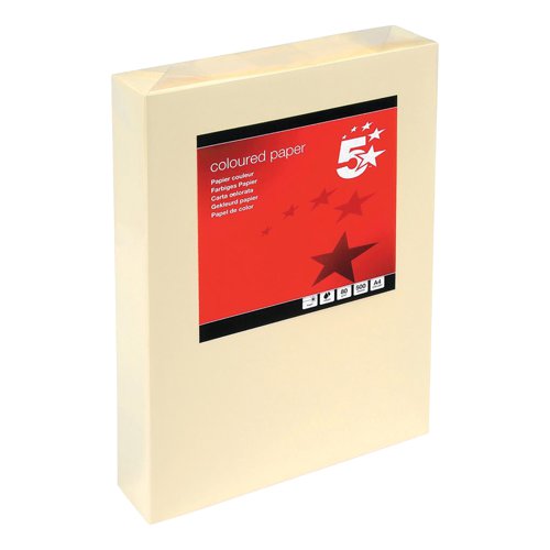 5 Star Office Coloured Copier Paper Multifunctional 80gsm A4 Light Cream Ream-Wrapped (Pack of 500) | FS297609 | VOW