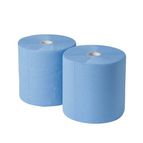 2Work 3-Ply Industrial Roll 170m Blue (Pack of 2) GEM503B 2W00620