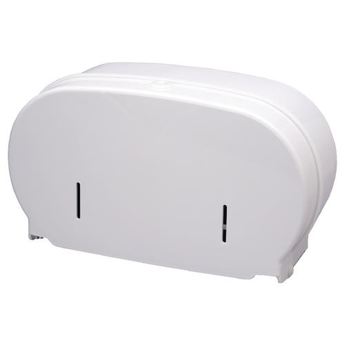 2Work Micro Twin Toilet Roll Dispenser Cored To Coreless White DIS840