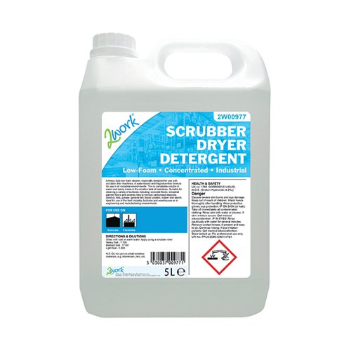 2Work Low Foam Scrubber Dryer Detergent Fragrance-Free 5 Litre 2W00977