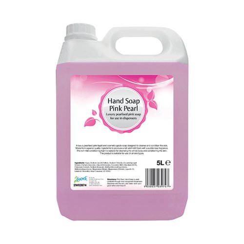 2Work Pink Pearlised Hand Soap 5 Litre Bulk Bottle 2W03974