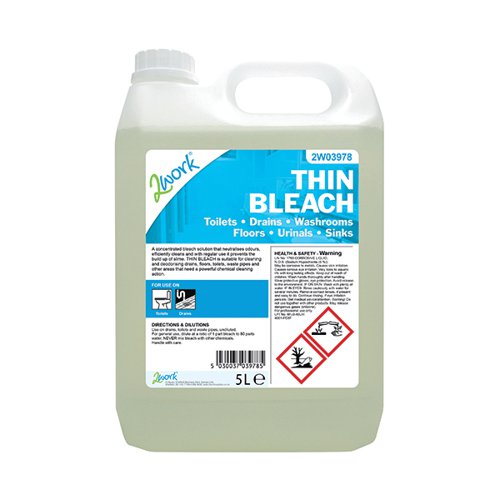 2Work Thin Bleach 5 Litre 2W03978 2W03978 Buy online at Office 5Star or contact us Tel 01594 810081 for assistance