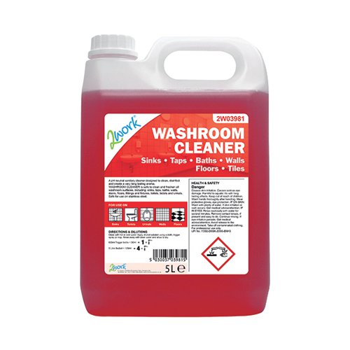 2Work Odourless Washroom Cleaner Concentrate 5 Litre Bulk Bottle 2W03981