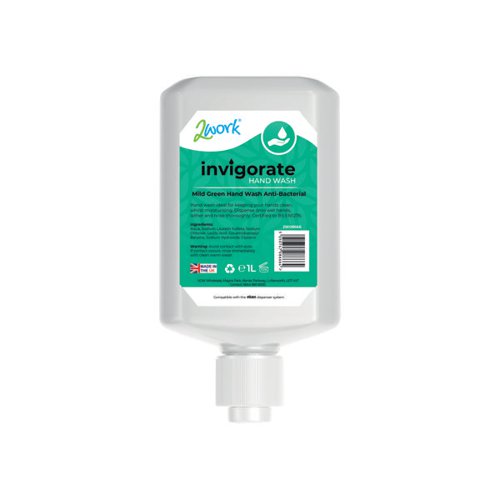 2Work Invigorate Hand Wash Mild Green Anti-Bacterial 1L (Pack of 6) 2W08666