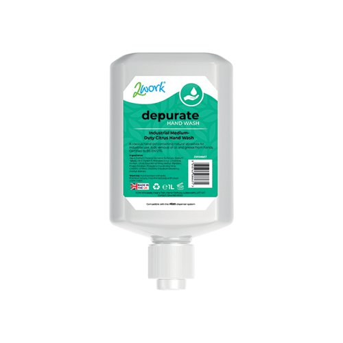 2Work Depurate Hand Wash Soap Industrial Medium Duty Viscous Citrus 1L (Pack of 6) 2W08667