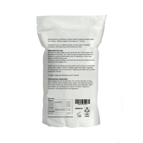 2W09161 2Work Biodegradable Eucalyptus Hand/Surface Disinfectant Wipes (Pack of 100) 2W09161