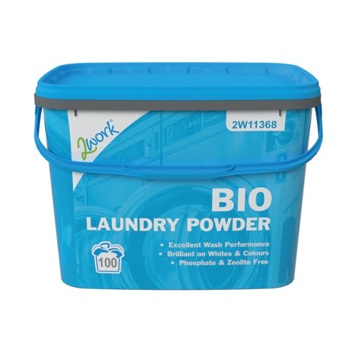 This biological laundry powder provides excellent wash performance. Brilliant on whites and colours. Phosphate and Zeolite free. 7kg resealable tub. 100 washes.