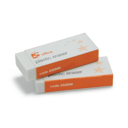 5 Star Office Plastic Eraser Paper-sleeved 60x21x12mm (Pack of 10)