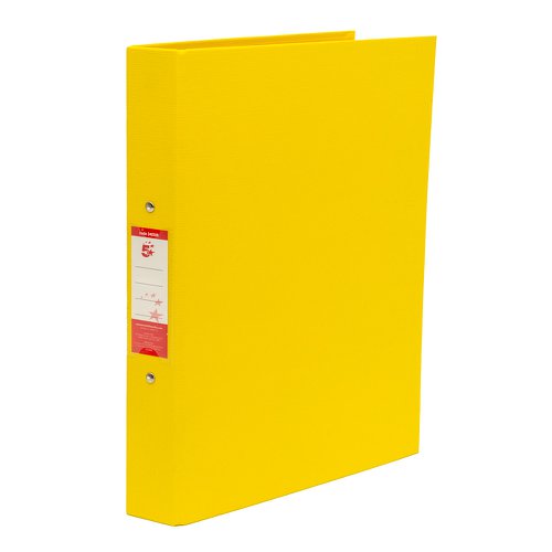 5 Star Office 2 O-Ring Binder A4 Polypropylene Yellow (Pack of 10)