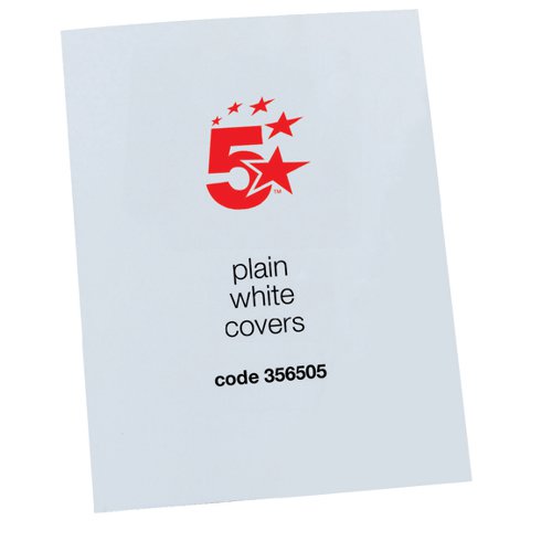 5 Star Office Binding Covers 250Gsm Plain A4 Gloss White (Pack of 100)