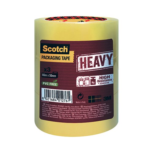 Scotch Packaging Tape Heavy 50mmx66m Clear (Pack of 3) HV.5066.T3.T 3M01276 Buy online at Office 5Star or contact us Tel 01594 810081 for assistance