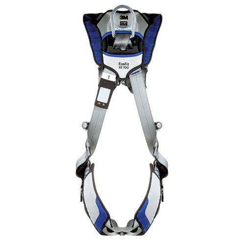 3M DBI-SALA ExoFit XE100 Comfort Safety Harness with quick connect buckles. The 3M DBI-SALA ExoFit XE100 is designed with high-quality components created for enhanced harness safety, fit, and the comfort of your crew while working at heights. Built with durable 26kN polyester webbing and alloy steel hardware, the 3M DBI-SALA ExoFit XE100 features nylon/polyester hybrid comfort padding with added air channels for comfort alongside reflective 3M Scotchlite panels. Cross Chest Buckle assembly for central front fall arrest attachment point - optimised position on body. Revolving torso adjusters (patented) for quick and easy harness fit and adjustment. Rear Large D-Ring, Front Standard D-Ring attachment points. Comfort padding with added air channels and Scotchlite reflective material. Shoulder pads have yoke design to reduce uncomfortable chaffing to the neck. Integrated pSRL tunnel lets you quickly and easily connect and disconnect personal SRLs. Suspension trauma relief straps with low-profile design included. Steel hardware. Equipped with auto-resetting and re-positionable lanyard keepers for fast and easy parking of snap hooks and carabiners. 3M Connected Safety ID (RFID) integrated for simplified inventory, inspection, and record management. Industry: Construction, General Industrial, General Manufacturing, Transportation MaxWeight: 140kg EN358:2019 CE EN361.