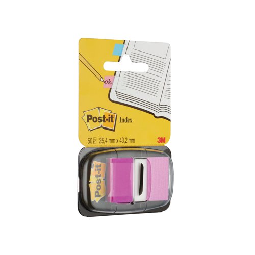 Post-it Index Tabs provide an easy way to mark and highlight important information in an instant. With Post-it removable adhesive, you can easily apply, remove and readjust them as necessary, whether you're highlighting parts of a document or marking relevant pages in a book. With coloured tips and a semi-transparent design, you can mark areas on the page without obscuring text. These 1 inch tabs include a handy dispenser for instant access. This pack contains 12 dispensers, with 50 purple tabs per dispenser (600 tabs in total).