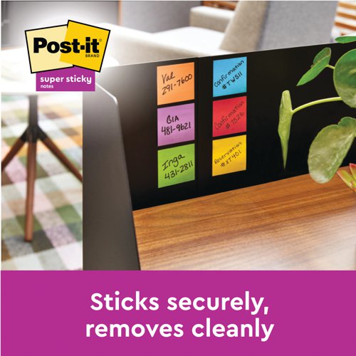 Post-it Super Sticky Notes 76x76mm 90 Sheets Cosmic 8 + 4 FREE (Pack of 12) 654-SSCOS-P8+4 3M06563 Buy online at Office 5Star or contact us Tel 01594 810081 for assistance