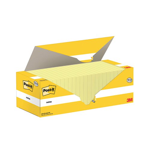 Post-it Notes 76x76mm 100 Sheets Canary Yellow 12 + 12 FREE (Pack of 24) 654Y12+654Y12
