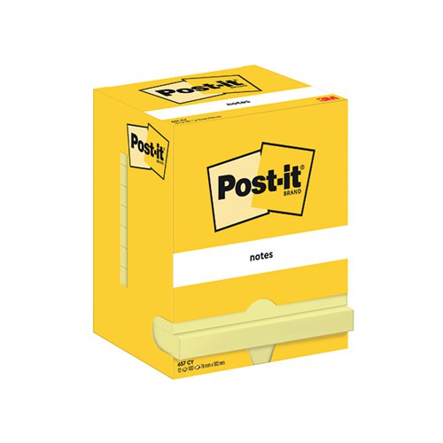 Post-it Notes 76x102mm 100 Sheets Canary Yellow (Pack of 12) 657-CY
