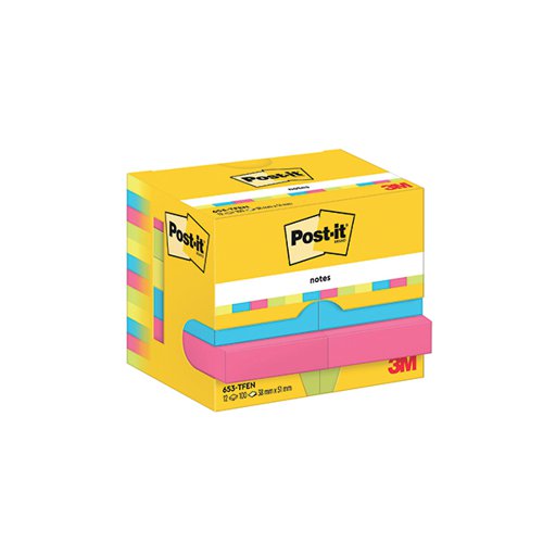 Post-it Notes 38x51mm 100 Sheets Energetic (Pack of 12) 653-TFEN