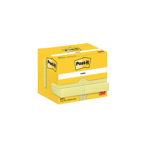 Post-it Notes 38x51mm 100 Sheets Canary Yellow (Pack of 12) 653-E