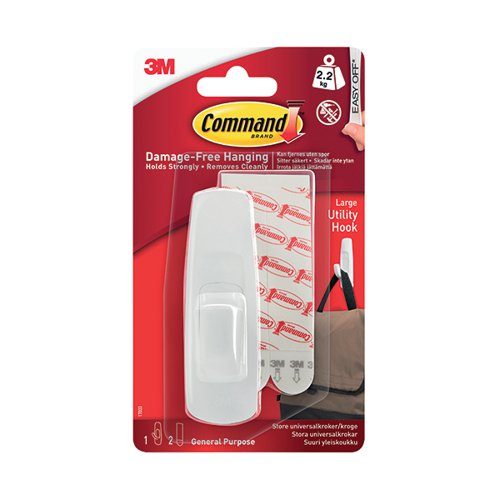 3M Command Adhesive Hook Large White Pack 2